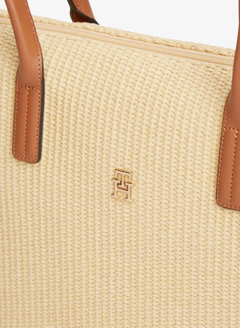 TOMMY HILFIGER  Monogram Raffia Tote Bag for Women | Best Price UAE